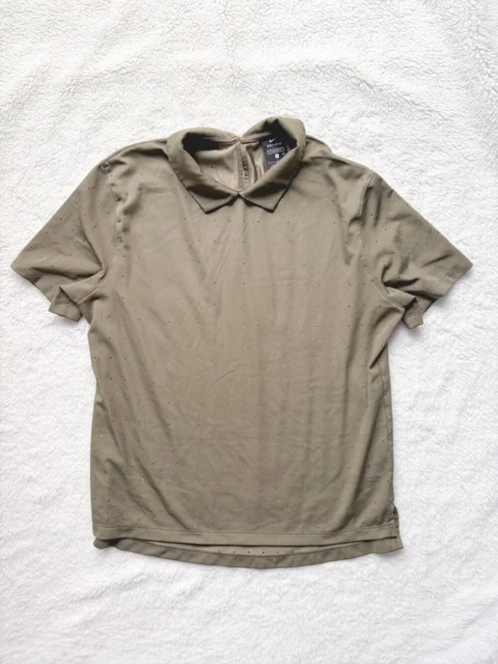 Nike Dri-FIT Olive Green Polo Shirt Womens Small Perforated Athletic Golf Top